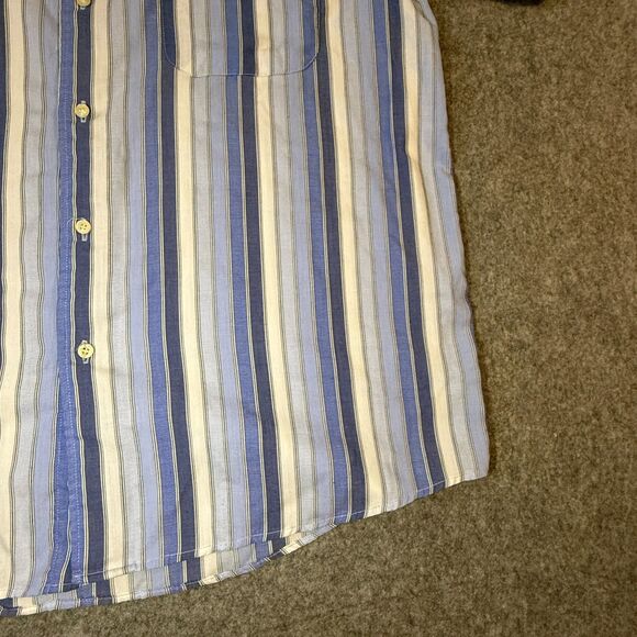 Lacoste Shirt Mens Size 40 Short Sleeve Stripes Blue Button Down - Picture 7 of 11